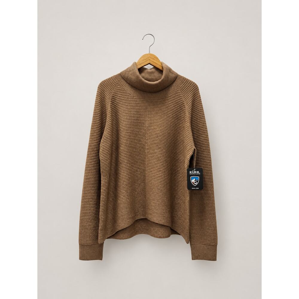 KÜHL Solace Ribbed Cowl Neck Sweater XL NWT Latte Beige Cozy Knit